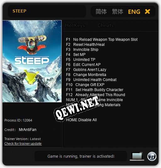 STEEP: Трейнер +14 [v1.1]