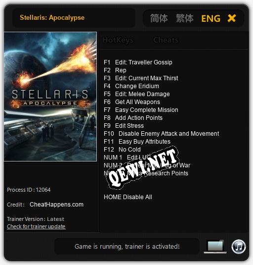Stellaris: Apocalypse: Читы, Трейнер +15 [CheatHappens.com]