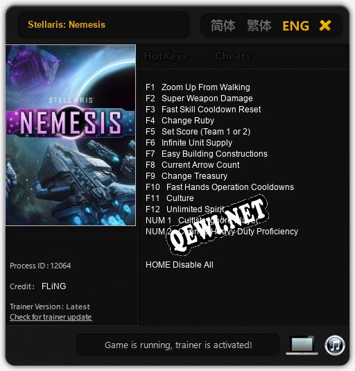Stellaris: Nemesis: ТРЕЙНЕР И ЧИТЫ (V1.0.72)