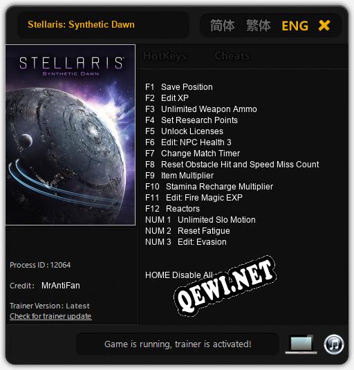 Stellaris: Synthetic Dawn: Читы, Трейнер +15 [MrAntiFan]