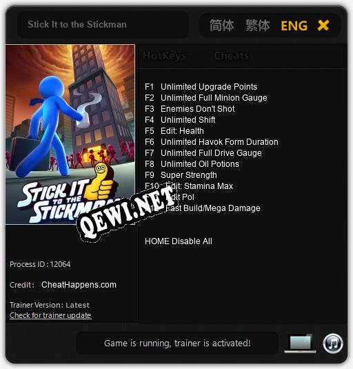 Трейнер для Stick It to the Stickman [v1.0.5]