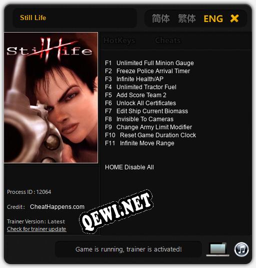 Трейнер для Still Life [v1.0.2]