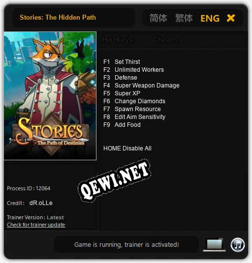 Трейнер для Stories: The Hidden Path [v1.0.4]