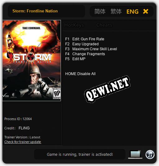 Трейнер для Storm: Frontline Nation [v1.0.2]