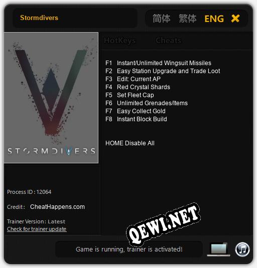 Трейнер для Stormdivers [v1.0.4]