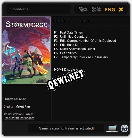 Stormforge: ТРЕЙНЕР И ЧИТЫ (V1.0.11)