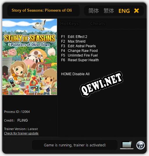 Трейнер для Story of Seasons: Pioneers of Olive Town [v1.0.5]