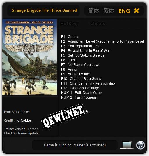Strange Brigade The Thrice Damned 1: Isle of the Dead: ТРЕЙНЕР И ЧИТЫ (V1.0.72)