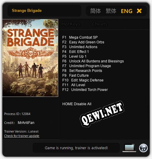 Трейнер для Strange Brigade [v1.0.4]