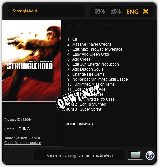 Stranglehold: ТРЕЙНЕР И ЧИТЫ (V1.0.36)