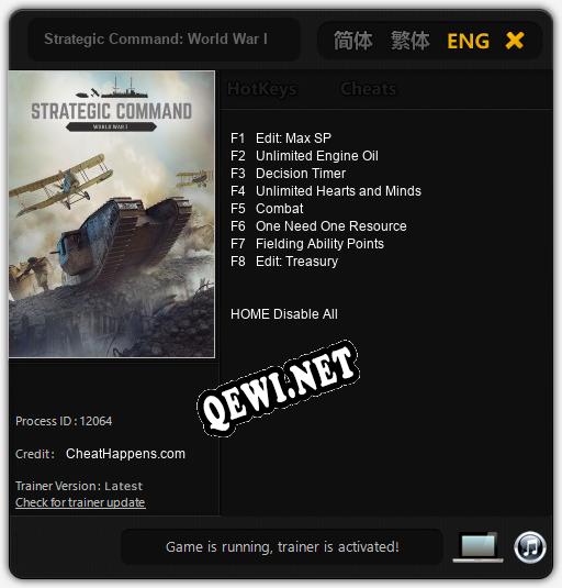 Трейнер для Strategic Command: World War I [v1.0.5]