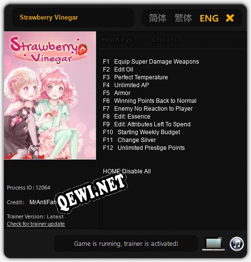 Трейнер для Strawberry Vinegar [v1.0.8]