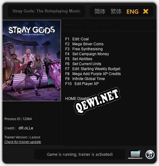 Stray Gods: The Roleplaying Musical: Трейнер +10 [v1.7]