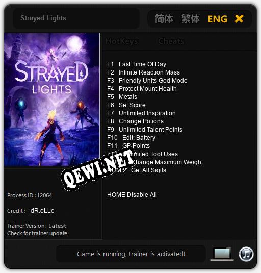 Strayed Lights: ТРЕЙНЕР И ЧИТЫ (V1.0.10)