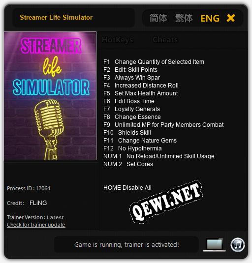 Трейнер для Streamer Life Simulator [v1.0.1]