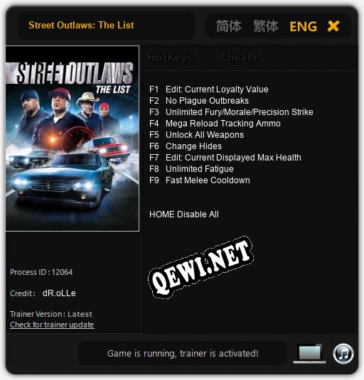 Street Outlaws: The List: Читы, Трейнер +9 [dR.oLLe]
