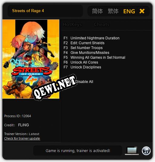 Streets of Rage 4: ТРЕЙНЕР И ЧИТЫ (V1.0.80)