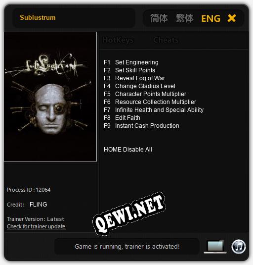 Sublustrum: Читы, Трейнер +9 [FLiNG]