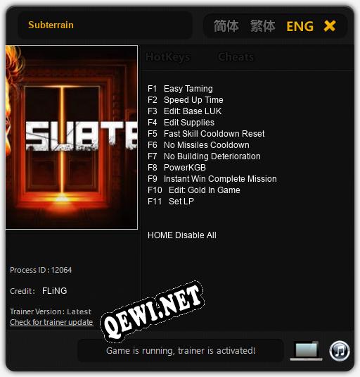 Трейнер для Subterrain [v1.0.5]