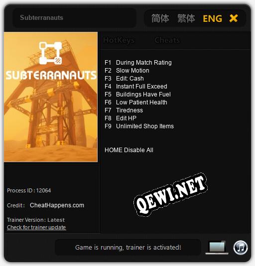 Трейнер для Subterranauts [v1.0.4]