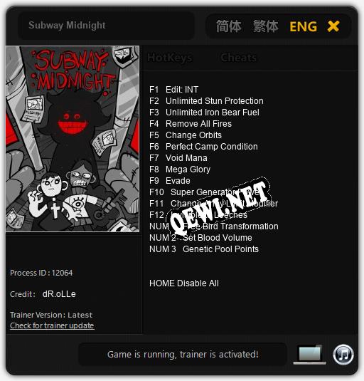 Subway Midnight: ТРЕЙНЕР И ЧИТЫ (V1.0.59)