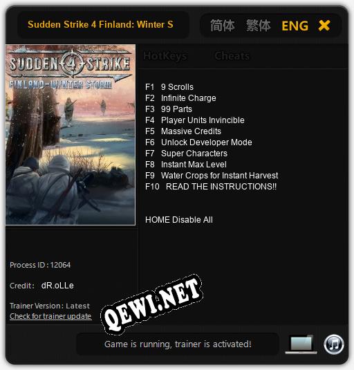 Трейнер для Sudden Strike 4 Finland: Winter Storm [v1.0.6]
