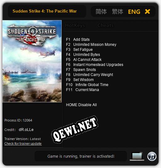 Трейнер для Sudden Strike 4: The Pacific War [v1.0.8]