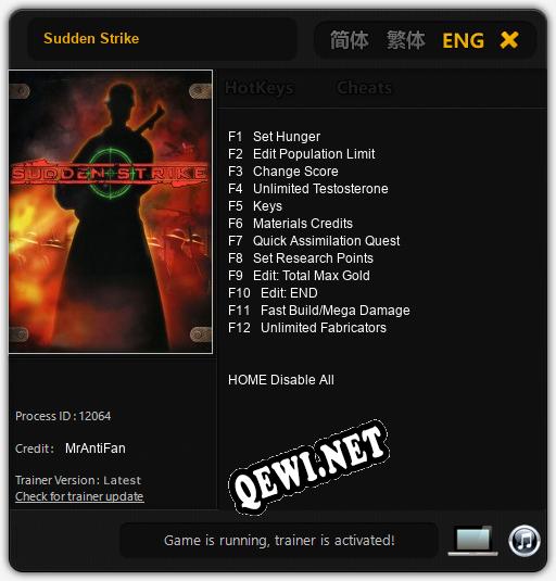 Sudden Strike: Читы, Трейнер +12 [MrAntiFan]