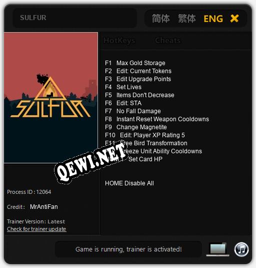 SULFUR: ТРЕЙНЕР И ЧИТЫ (V1.0.34)