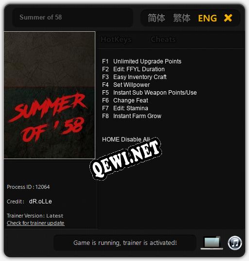 Summer of 58: ТРЕЙНЕР И ЧИТЫ (V1.0.57)