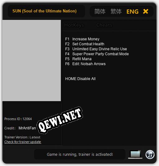 SUN (Soul of the Ultimate Nation): ТРЕЙНЕР И ЧИТЫ (V1.0.95)