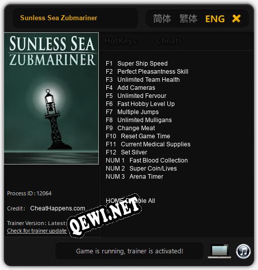 Трейнер для Sunless Sea Zubmariner [v1.0.3]