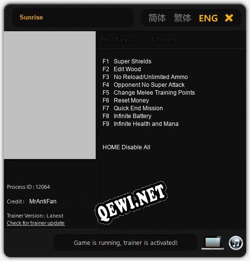 Sunrise: ТРЕЙНЕР И ЧИТЫ (V1.0.53)