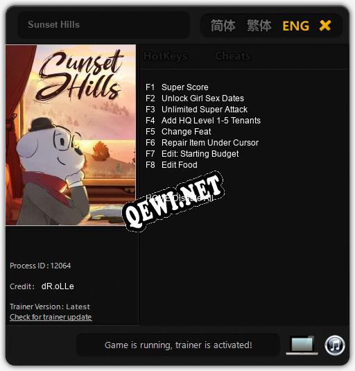 Sunset Hills: Трейнер +8 [v1.2]