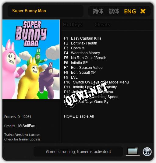 Трейнер для Super Bunny Man [v1.0.1]