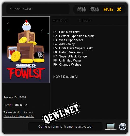 Трейнер для Super Fowlst [v1.0.2]