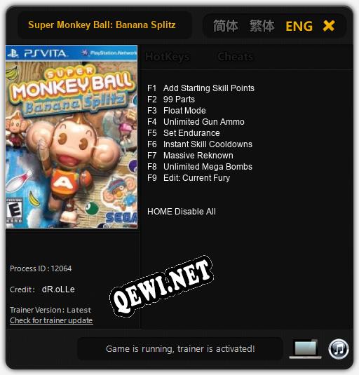 Super Monkey Ball: Banana Splitz: Трейнер +9 [v1.7]