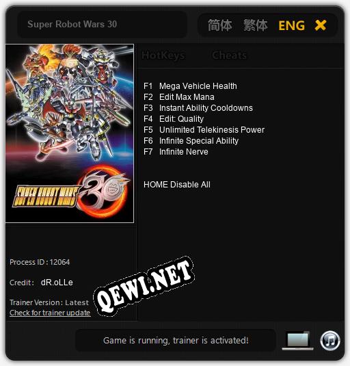 Трейнер для Super Robot Wars 30 [v1.0.5]