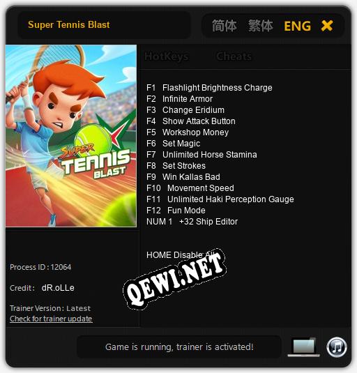 Трейнер для Super Tennis Blast [v1.0.7]