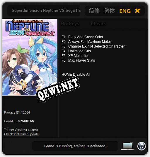 Superdimension Neptune VS Sega Hard Girls: ТРЕЙНЕР И ЧИТЫ (V1.0.20)