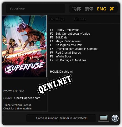 Superfuse: Читы, Трейнер +9 [CheatHappens.com]