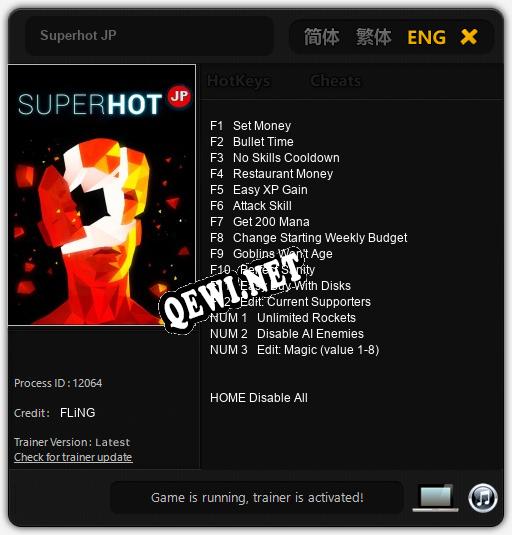 Superhot JP: ТРЕЙНЕР И ЧИТЫ (V1.0.66)