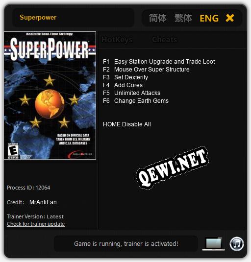 Трейнер для Superpower [v1.0.3]
