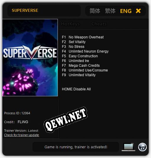 SUPERVERSE: Читы, Трейнер +9 [FLiNG]