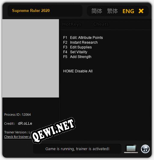 Supreme Ruler 2020: Трейнер +5 [v1.4]
