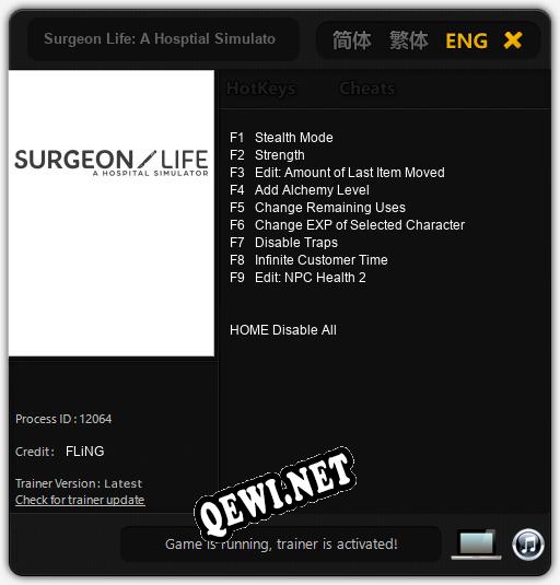 Surgeon Life: A Hosptial Simulator: Трейнер +9 [v1.1]