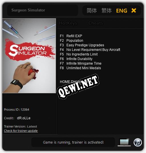 Surgeon Simulator: Трейнер +8 [v1.6]