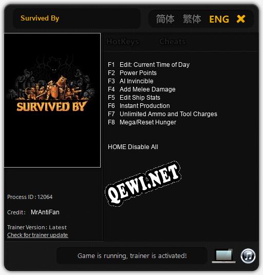 Трейнер для Survived By [v1.0.2]