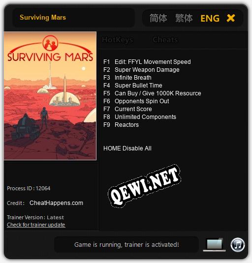 Трейнер для Surviving Mars [v1.0.8]