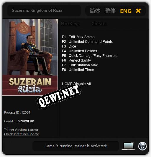 Трейнер для Suzerain: Kingdom of Rizia [v1.0.2]